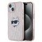 Husa pentru Apple iPhone 15, Karl Lagerfeld, IML Luxury Monogram Choupette&#039;s Head, Roz
