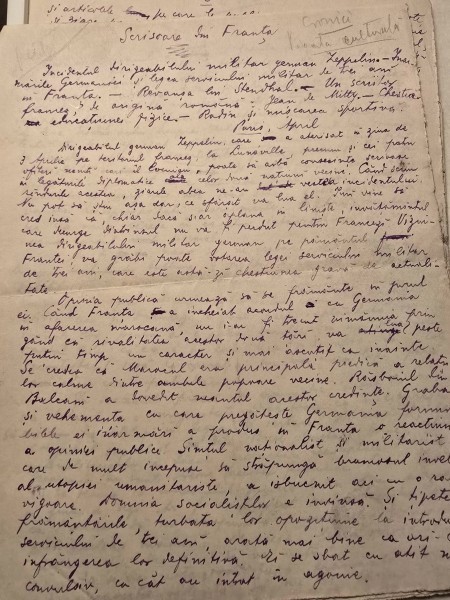 Manuscris Adrian Corbul , Scrisoare din Franța, publicat, 6 pagini și e semnat.