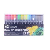 Set 24 carioci, flippy, pe baza de apa, 2 tipuri de varf, 1-2 mm, 0.4 mm, corp carioca negru, din plastic, multicolor