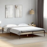 VidaXL Cadru de pat, stejar sonoma, 135x190cm, lemn prelucrat și metal