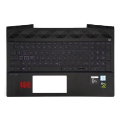 Carcasa superioara neagra cu tastatura cu iluminare violet pentru laptop HP Pavilion Gaming 15-cx​ TPN-C133