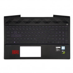 Carcasa superioara neagra, cu tastatura cu iluminare violet pentru laptop HP Pavilion Gaming 15-cx​, TPN-C133