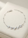 Cumpara ieftin Bratara din Argint 925 cu 5 Inimi Diamantate si Bile (2.15g, 17+3cm)