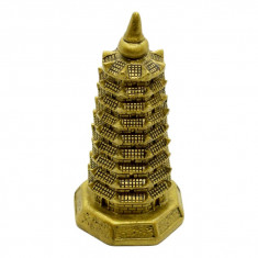 Statueta feng shui pagoda cu 9 niveluri din rasina 10cm