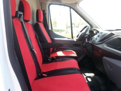 2+1 Huse Scaune pentru FORD TRANSIT 2013+ Microbuze Negru Rosu Textil foto
