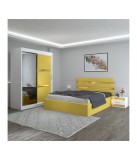 Dormitor Clio Galben Cu Dulap Tapitat 160x200cm