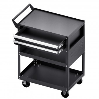Carucior pentru scule cu 3 tavi si 2 sertare, Vivatechnix max 182 kg, 4 x roti, 785 x 450 x 945 mm, carlige laterale
