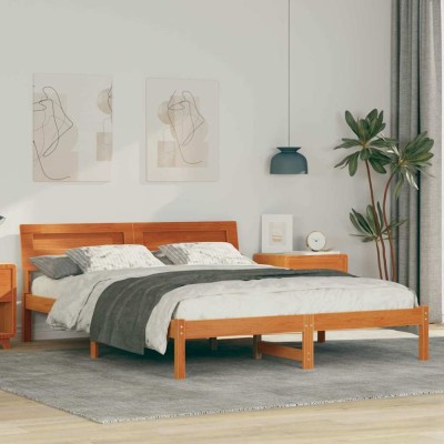 vidaXL Cadru de pat Maro ceruit 160 x 200 cm Lemn masiv de pin 872772 foto