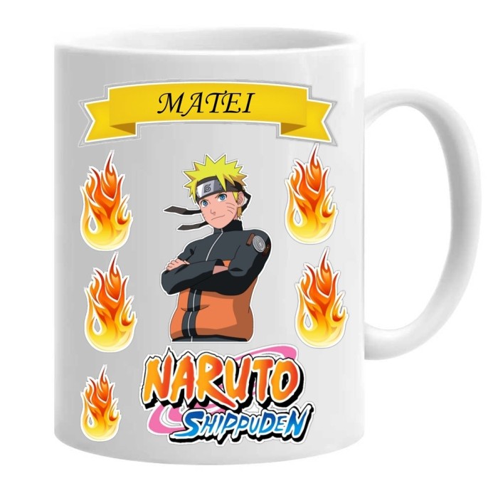 Cana alba personalizata naruto shippuden nume matei, INOVATIX&reg;. 330 ml