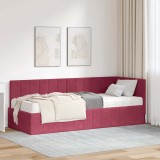 vidaXL Cadru de pat colțar cu saltea bordo 80 x 200 cm Catifea
