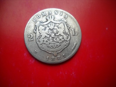 HOPCT ROMANIA 2 LEI 1881 -CAROL I - ARGINT- foto