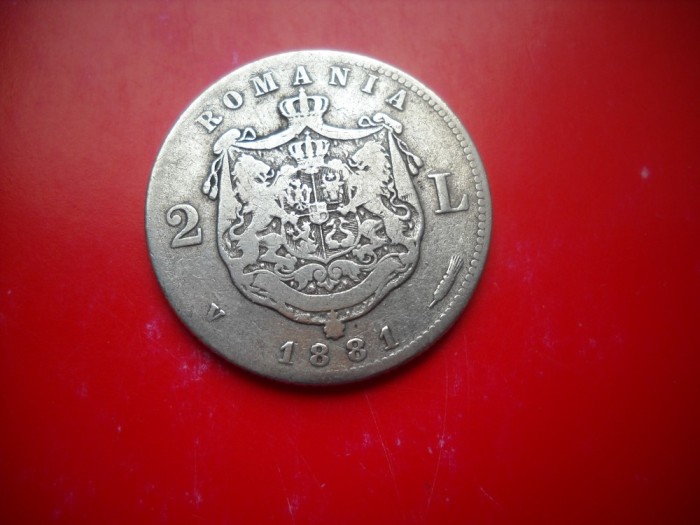 HOPCT ROMANIA 2 LEI 1881 -CAROL I - ARGINT-