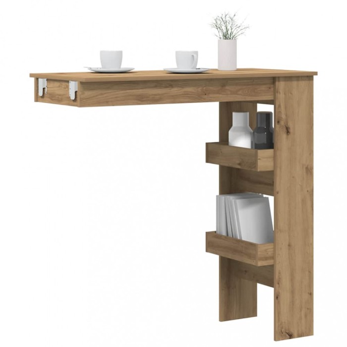 vidaXL Masă bar perete Stejar artizanal 102x45x103,5 cm lemn compozit 856861