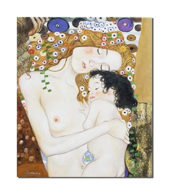 Tablou celebru pictat manual, Dragoste materna, 60x50cm ulei pe panza, reproducere Gustav Klimt foto