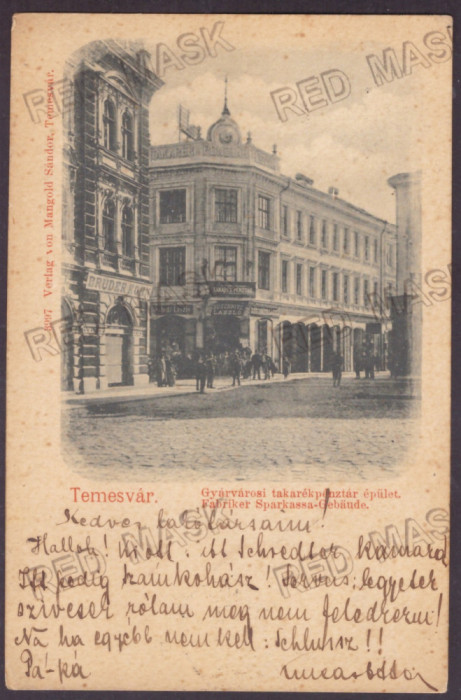 1575 - TIMISOARA, street stores, Litho, Romania - old postcard - used - 1899