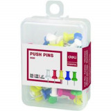 Pioneze Pluta, Deli Essential, 35 Buc/Set, Diverse Culori, 23 mm, Pioneza Cap Plastic Colorat, Piuneza Colorata Deli Essential, Piuneze Panouri Pluta,