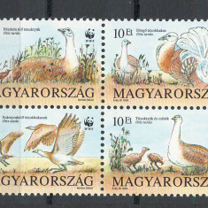 Ungaria 1994 Mi 4282/85 block - WWF: pasari, fauna