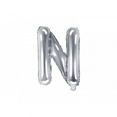 Balon folie metalizata litera N, argintiu, 35cm foto