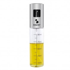 Flacon cu pulverizator pentru ulei si otet Beper C102SPE001, Sticla, 90 ml, 18.5x4 cm, Incolor/inox