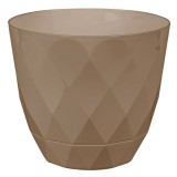Ghiveci pentru flori, cu farfurie incorporata, Maro, Diametru 22 cm
