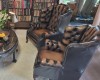 Mobila set Fotolii Chesterfield Piele sufragerie birou cabinet avocatura medical, 1900 - 1949