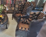Mobila set Fotolii Chesterfield Piele sufragerie birou cabinet avocatura medical, 1900 - 1949