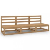 Set 3 Canapele Mijloc Gradina vidaXL, Lemn Masiv Pin, Maro Miere, 70x70x67cm, Modulare, Relaxare Exterior
