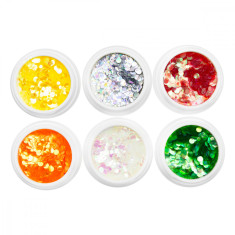 Set 6 decoratiuni paiete pentru unghii, rotunde, multicolor