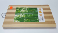Tocator bambus dreptunghiular 28 x 18 cm, cu inel metalic foto