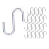 Set 20 carlige in forma de S, metal, argintiu, 30x11mm