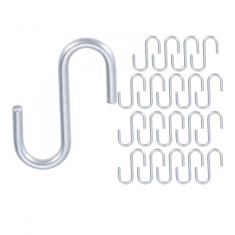 Set 20 carlige in forma de S, metal, argintiu, 30x11mm