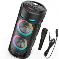 Boxa portabila cu doua difuzoare, karaoke, MP3, USB, Bluetooth, Radio FM,