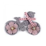 Accesoriu textil decorativ pentru haine, Bicicleta, 4 x 6,7 cm