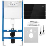 Cadru WC &icirc;ncastrat K011A-Q Rea cu buton T Black Glass