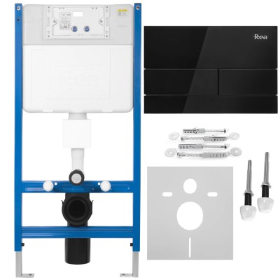 Cadru WC &amp;icirc;ncastrat K011A-Q Rea cu buton T Black Glass foto