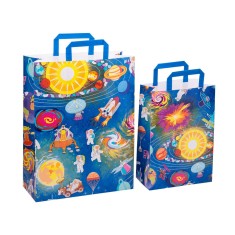 Sacosa cadou copii din hartie cu astronauti in spatiu (S, 70g)