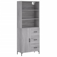 Dulap inalt, gri sonoma, 69,5x34x180 cm, lemn compozit