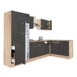 Bucatarie modulara Leziter Yorki 310 Colț Stejar Sonoma Antracit Satinat Cu Frigider