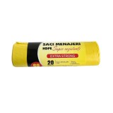Saci Menajeri / Gunoi, Capacitate 60L, 60X70 cm, HDPE, 20 Buc/Rola, Galbeni, Extra Strong