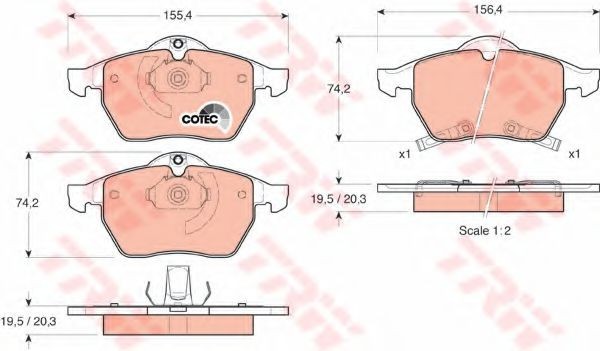 Set placute frana,frana disc OPEL ASTRA G Cabriolet (F67) (2001 - 2005) TRW GDB1342