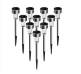 Lampa solara Led decorativa pentru gradina, Argintie, eMazing, Lumina Alb Rece, set 10 buc