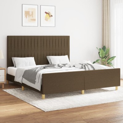 vidaXL Cadru de pat fără saltea, maro &amp;icirc;nchis, 160x200 cm, textil 3125230 foto
