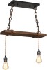 Lustra rustica din lemn cu 2 becuri, lanturi ajustabile, design vintage-modern, candelabru elegant pentru living, dining sau bucatarie, iluminat decor, Oem