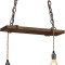 Lustra rustica din lemn cu 2 becuri, lanturi ajustabile, design vintage-modern, candelabru elegant pentru living, dining sau bucatarie, iluminat decor