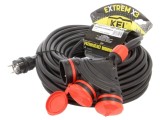 Prelungitor alimentare KEL 3x2,5mm&sup2; 25m 16A cu 3 prize guma negru