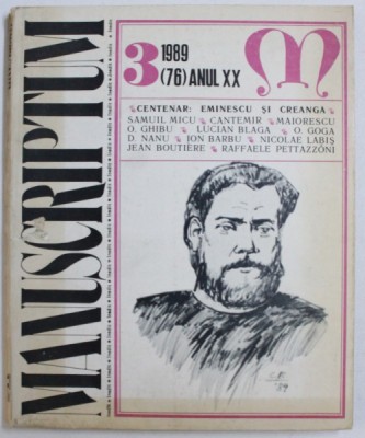 MANUSCRIPTUM , REVISTA TRIMESTRIALA , NR. 3 / ( 76 ) , ANUL XX , - CENTENAR : EMINESCU SI CREANGA , 1989 foto
