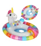 Colac de inot Intex, gonflabil, cu scaun pentru bebelusi, model unicorn, multicolor