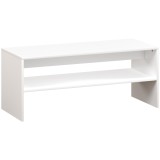 HOMCOM Masă de Cafea Modernă cu 2 Niveluri, cu Raft Deschis și Picioare Antiderapante, 100x40x41,5 cm, Alb | Aosom Romania