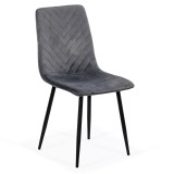 Scaun living din catifea si picioare negre Moderno Gri