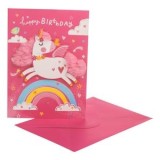 Felicitare Zi de Nastere Unicorn 3D Roz cu Mesaj Happy Birthday, CMCLASS